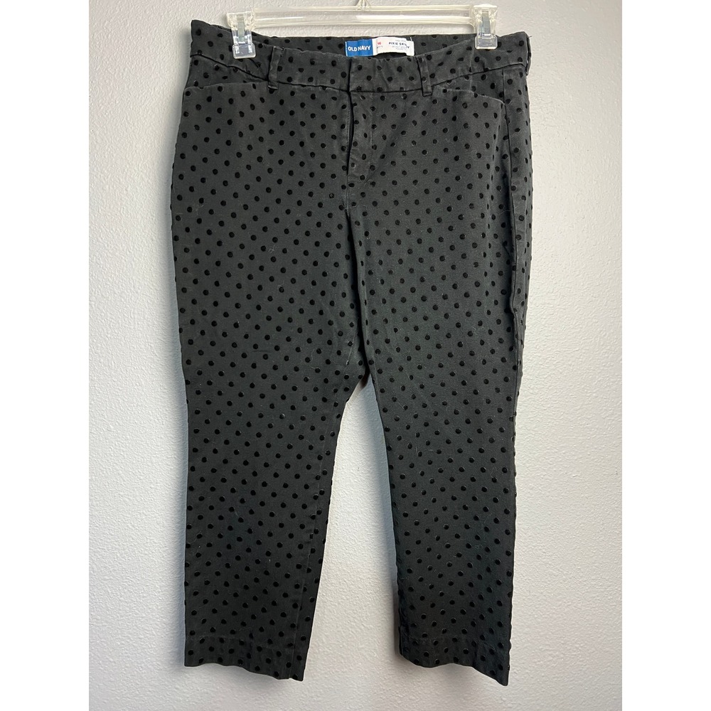 Old Navy Pixie Skinny Pants‎ Black Polka Dot High Rise Petite 16 Ankle Workwear